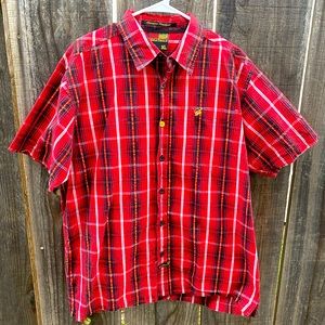 South Pole NWOT button-down red, black, gold shirt